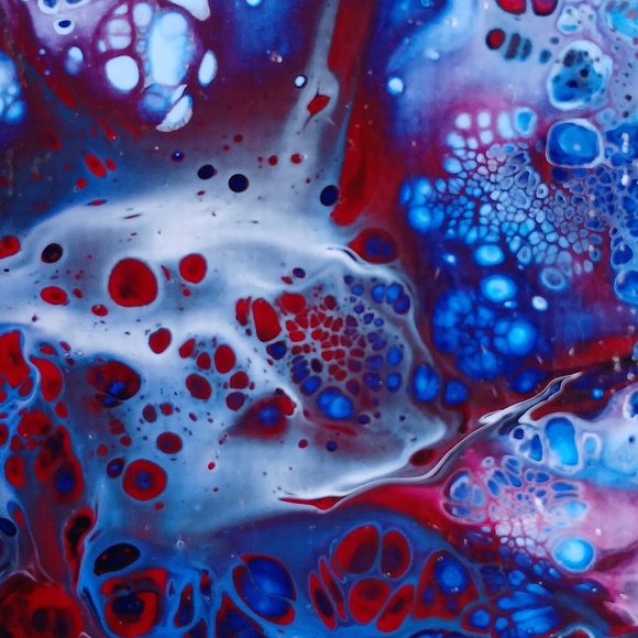 "Orb Eruption" Acrylic Pour Painted Magnetic Stretched Canvas - Picture 5 of 6